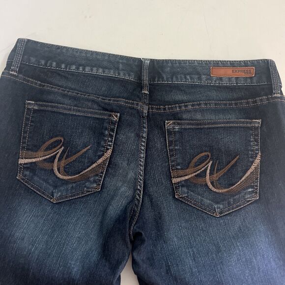 Express Jeans Womens 8p Barely Boot I Ultra Low rise I Zelda Style I Dark Wash - Picture 5 of 9